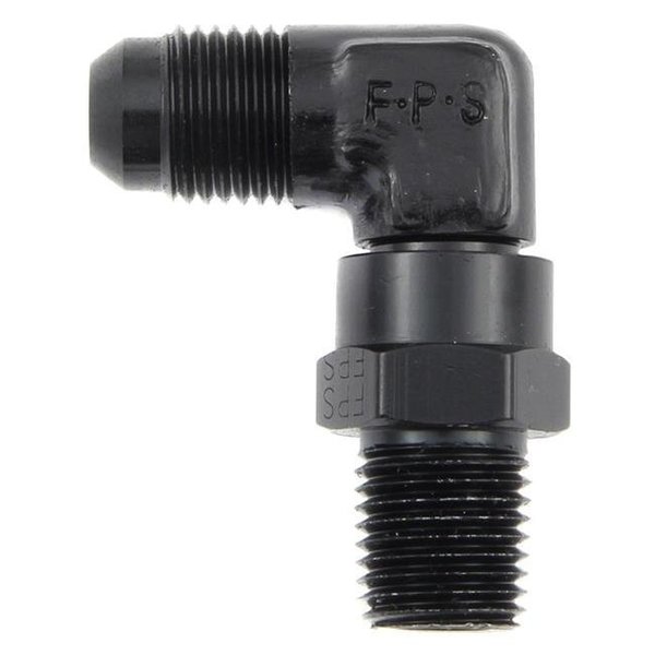 Fragola Fragola 499106-BL -6 AN x 0.25 in. MPT 90 deg Swivel Adapter -Black FRG499106-BL